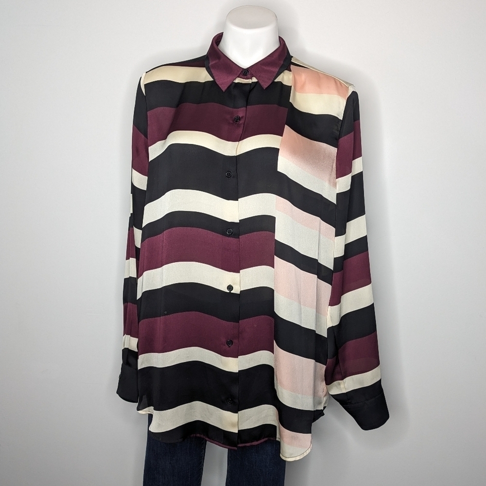 Equipment Femme Printed Essential Purple Pink Black White Button Up XL